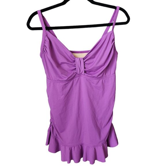 Lands End Underwire Tankini Tank Swim Top‎ Womens Sz 10 Ruffles Rouched - Picture 12 of 12